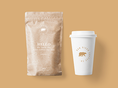 San Diego Coffee Co. branding clean coffee concept mockup package