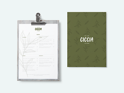 Ciccia - Menu italian italy letter menu paper restaurant stationary