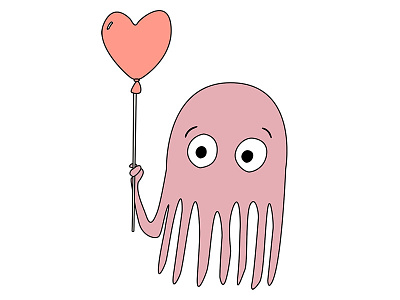 Random doodle of the day balloon doodle illustrator jellyfish octopus sketch
