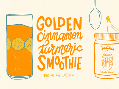 Golden Cinnamon Turmeric Smoothie food food illustration foodart foodbrand illustration lettering recipe recipecard restaurantbranding typography