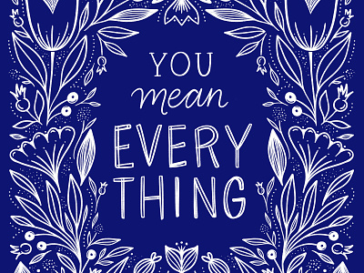 You Mean Everything digital art hand lettering illustration inking lettering limited color palette lyrics manchester orchestra pattern procreate symmetry you mean everything