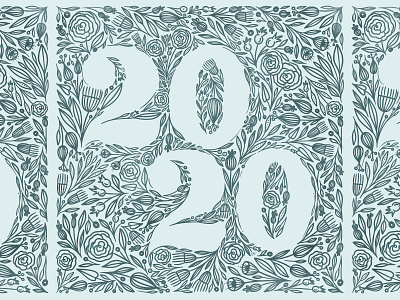 2020 in Florals 2020 florals illustration ipadpro lineart newyear pattern procreate silhouette