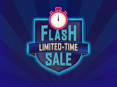 Flash Sale - Email 80s clock deals flash sale limited time neon sale shield themed logo timer weekly promotions