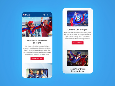 iFLY Mobile Website Redesign b2c branding clean company page home page ifly indoor sky dive indoor sky diving mobile web simple ui ux visual design website websites