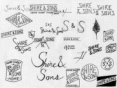 Shire & Sons hand drawn type logo sketch