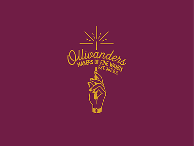 Ollivanders Wands art branding design flat harrypotter illustration logo typography vector
