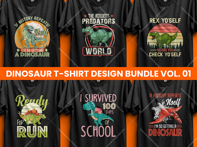 Merch by Amazon Best Selling Dinosaur T-Shirt Design Bundle