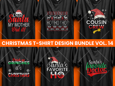 Best Selling Christmas T-Shirt Design Bundle V-14