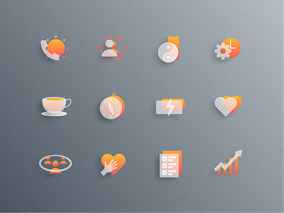 Rise Sync Icons coaching figma glass glass effect glassmorphism icon icons icons design iconset