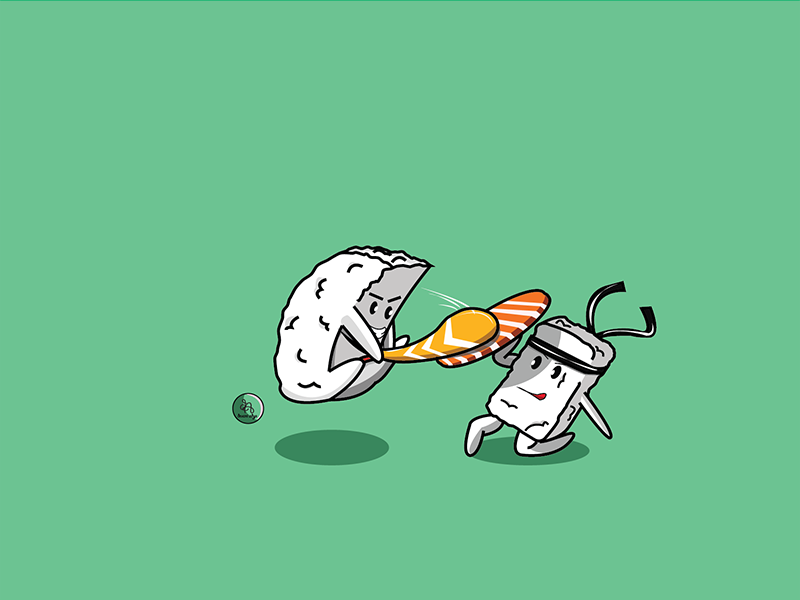 Sushi Fight by Dudelinart on Dribbble