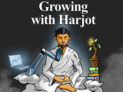 Growing with Harjot digital art flat design illustration podcast podcast cover