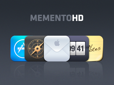 Memento HD appstore clock compass icon iphone mail memento notes theme