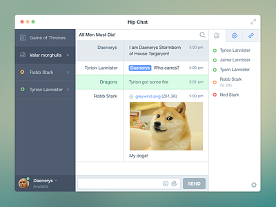 HipChat Redesign app chat design doge hip icons messenger