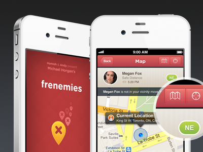 Frenemies app application button icons ios iphone location map navigation ui user