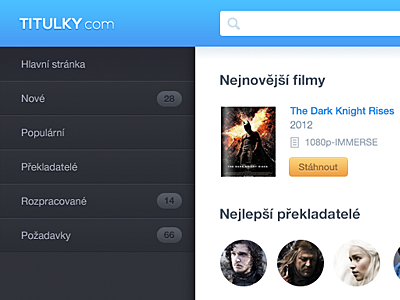 Subtitles Web App app avatar button design form header icon menu movie navigation search subtitles web