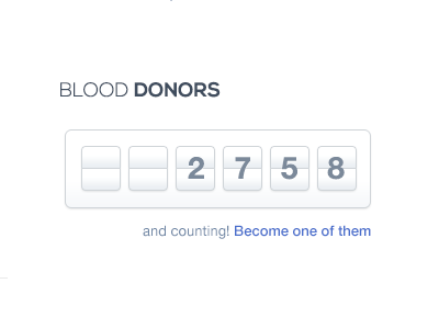 Blood donors counter button clean count design web