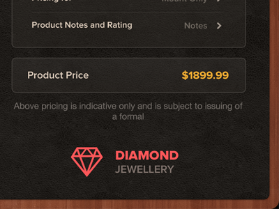 iPad Jewellery app button design interface ipad jewellery logo price product shop table user wood