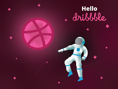 Hello Dribbble astronaut design dribbble illustration space stars vector