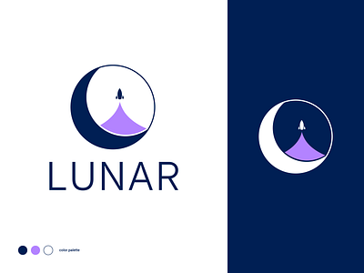 Lunar branding design illustration logo lunar moon rocket space vector