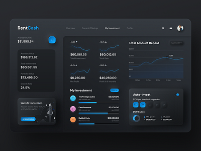 Neomorphism Investment Dashboard 2d 3d animation chart color crypto dark dashboard interaction interactive interface neomorphism skeuomorph soft softui ui ux