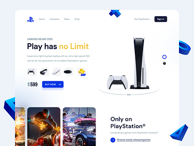 PlayStation 5 Concept UI design figma game header hero image homepage interaction interface landing page playstation ps5 sketch ui ux web website