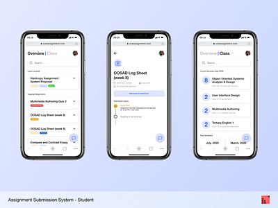 Assignment Submission and Task Management System - Student app design assignment clean dahsboard education ios management management app minimal school student submission task task list task manager ui university ux web design website