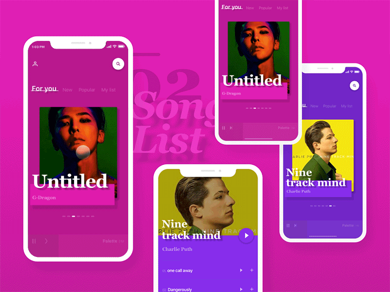 Music App Interaction Concept prototyping framerjs interact ui ux music app