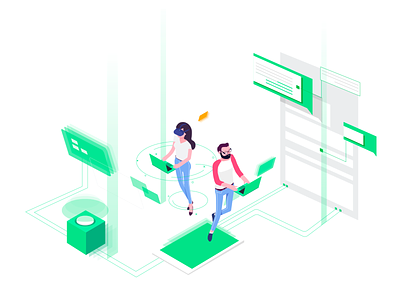 Science and technology illustration data design dribbble flat illustration science illustration technology ui