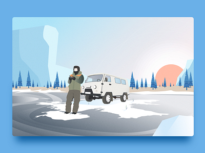 Illustration & winter landscape design dribbble flat illustration winter