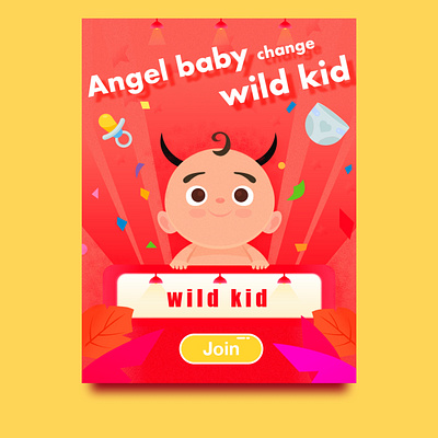 Angel or Demon? Wild kid angel baby boy design dribbble flat girl illustration kid red toy