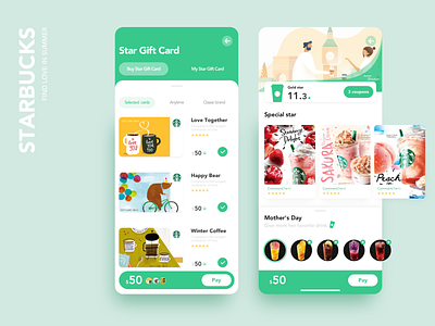 Starbucks @ Find love in summer app branding coffee design dribbble drink flat green icon illustration logo redesign starbucks summer ui ux