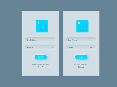 SignUp Screens Nemorphism Style design login signup simple ui ui design uiux ux visual design