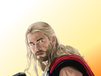Thor Odinson - The Asgardian of Galaxy avengers illustration inkscape portrait vector