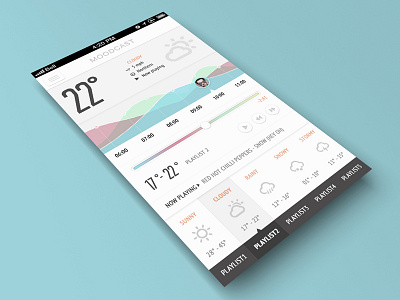 Moodcast Weatherfully Musical UI app moodcast music photoshop ui weather