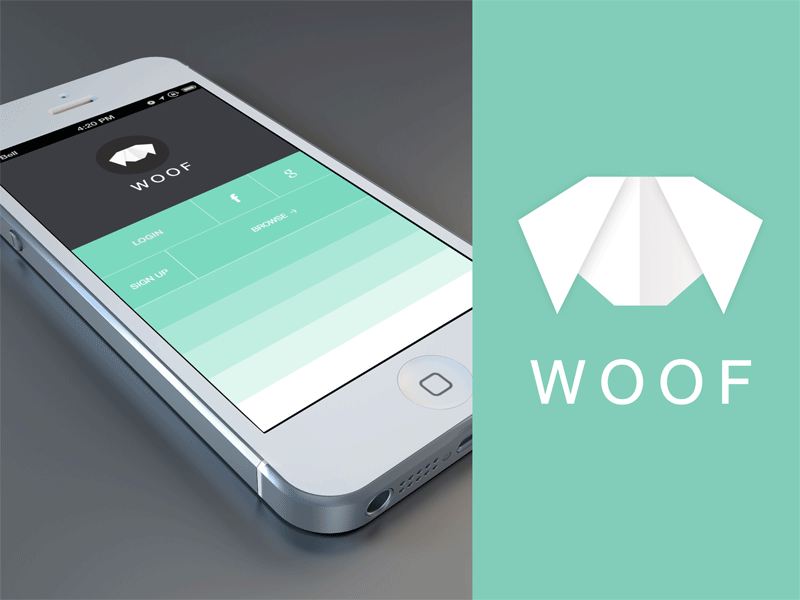 Woof App + Icon + GIF after effects animals animated clean dog flat gif icon iphone 5 photoshop ui woof