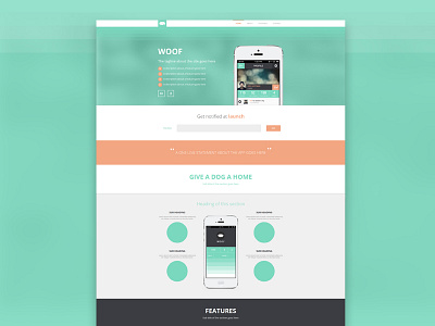 Woof Landing Page app branding css3 animations landing page logo photoshop website woof