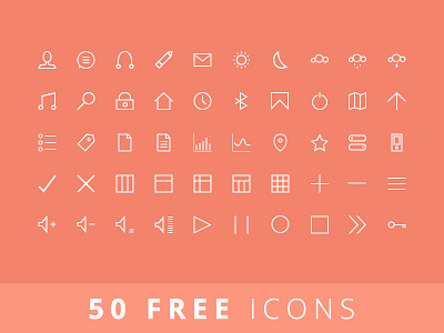 50 FREE Icons free freebie giveaway icons line photoshop psd shapes thin thin icons