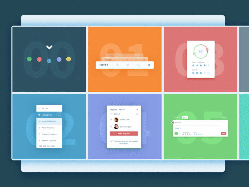 Lystable Interactions animation feedback framerjs interaction kalo material design prototyping sketch ui ux