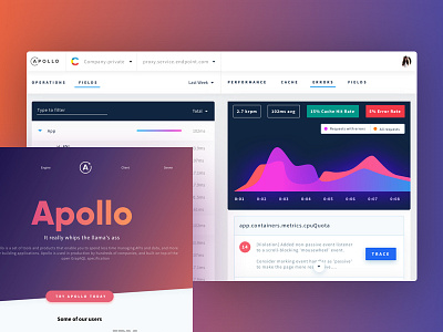 Apollo Dashboad apollo app charts dashboard gradients graphql lightui sketch website