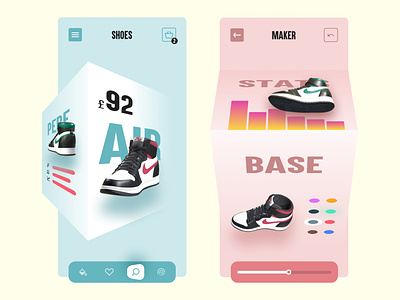Nik3D VR 3d analytics app ar cube design futuristic icons mobile nike air nike air jordans nike shoes nike3d sketch stats ui vr