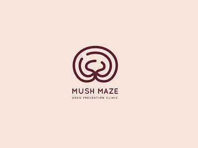 Mush Maze Logo brand clean clinic design drug icon identity labyrinth logo mark mushroom music negative space prevention round symbol