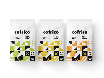 Cofrico Brand Identity africa bean bold brand cafe clean coffee coffee cup color geometric identity illustration minimalist modern ornament pattern roast