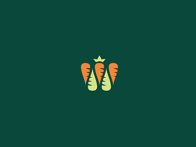 weasleys - carrot king brand carrot clean crown green icon identity king letter logo mark negative space symbol vegetable