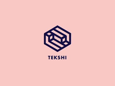 Tekshi Logo brand clean combination geometic geometry icon identity line lines logo mark negative space rombus shield square symbol tech tech logo technical technology