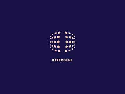 Divergent Logo brand circle clean combination design divergent diverse dot flow icon identity logo mark negative space round symbol symmetric symmetry