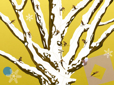 Ski Tree big tree graphic koichi fujii snow sport