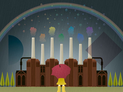 Rainbow Factory chimney factory girl koichi fujii rainbaw smoke umbrella