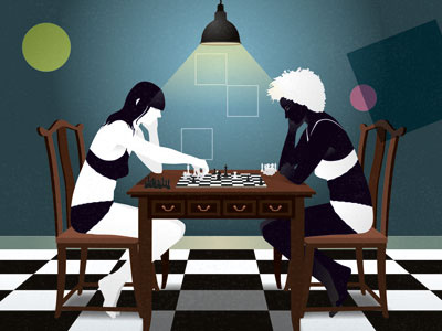 The Chess Room chess game graphic indoor koichi fujii underware women