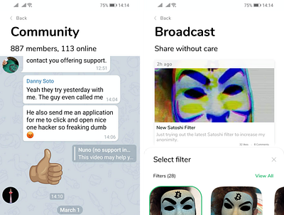 Social Sharing in Apps app crypto wallet design ux