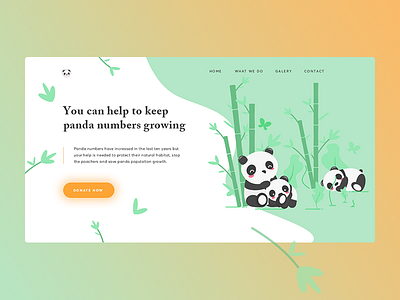 Exploration Panda Landingpage animal animation bamboo donate exploration illustration landing page panda popular shots web website